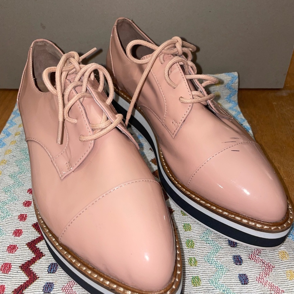 Halogen X Atlantic Pacific pink patent leather women’s oxfords